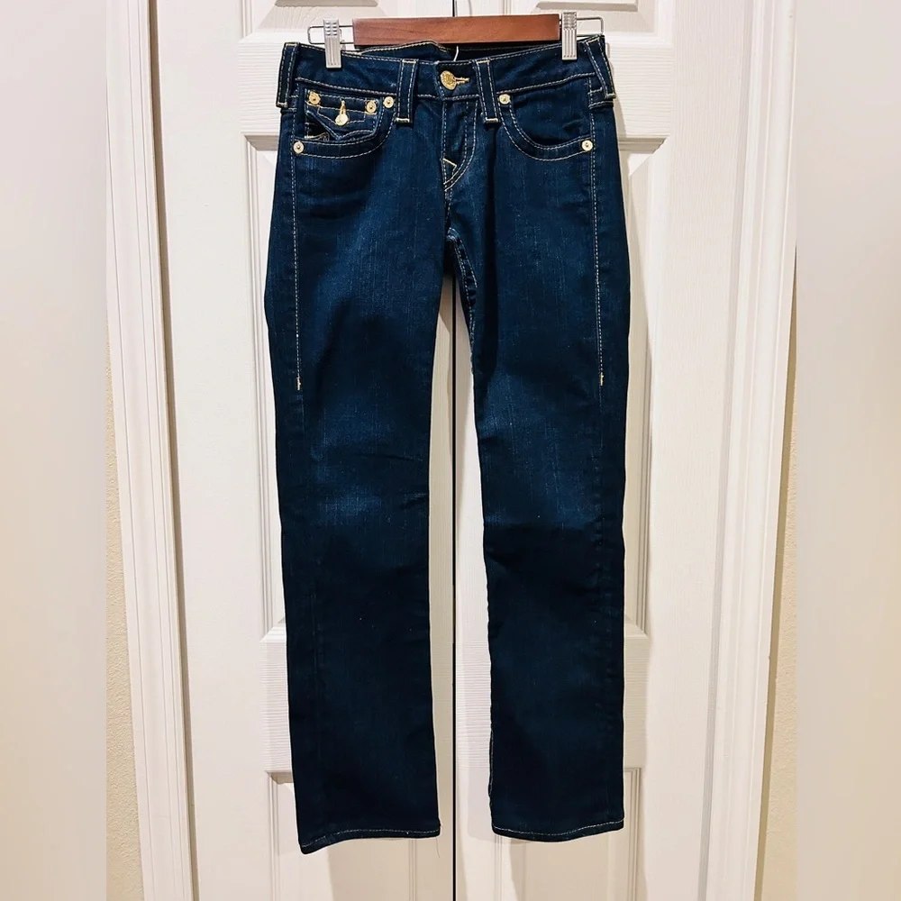True Religion Dark Wash Straight-Leg Jeans | Size 27 | Made in USA - Picture 4 of 14